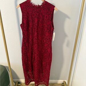 Anthropologie Shoshanna Elegant Red Lace Sleeveless Dress Size 12